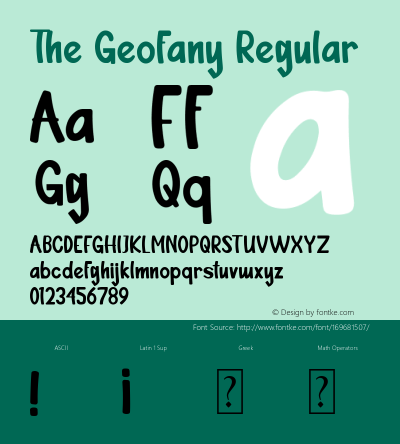 The Geofany Version 1.00;January 11, 2021;FontCreator 12.0.0.2525 64-bit图片样张