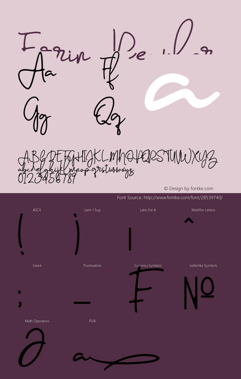 Farrina Version 1.00;February 5, 2019;FontCreator 11.5.0.2430 64-bit Font Sample