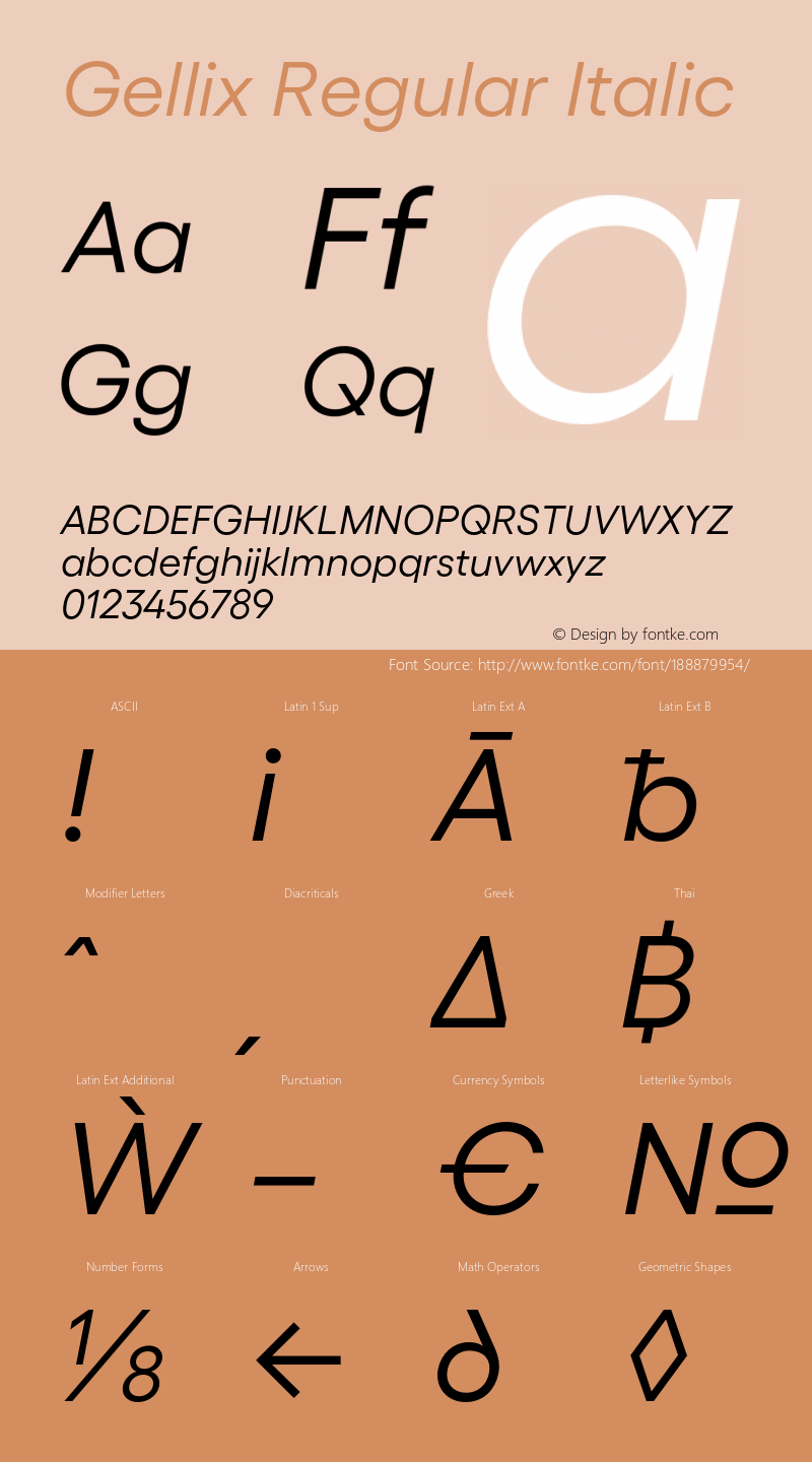 Gellix Regular Italic Version 3.000;FEAKit 1.0图片样张