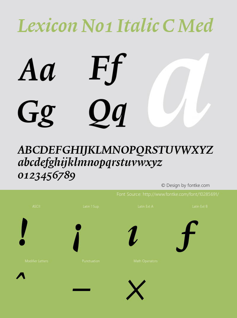 Lexicon No1 Italic C Med 001.000 Font Sample