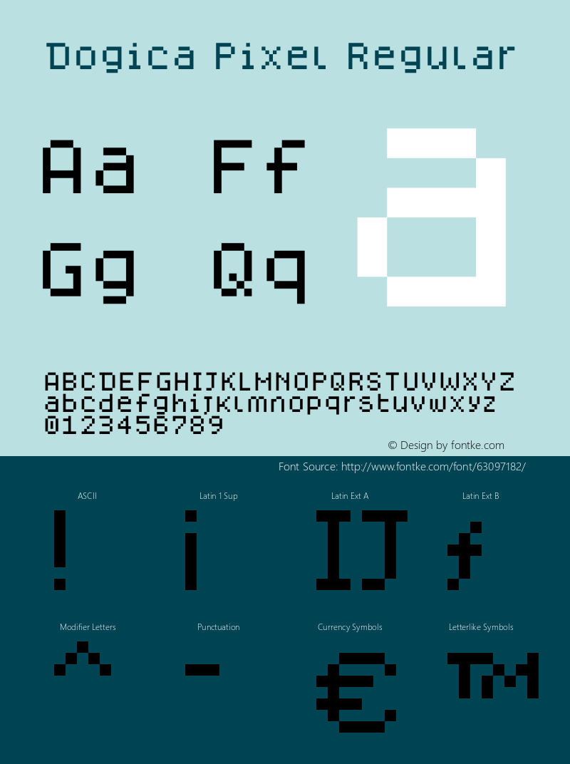 Dogica Pixel Version 001.000 Font Sample