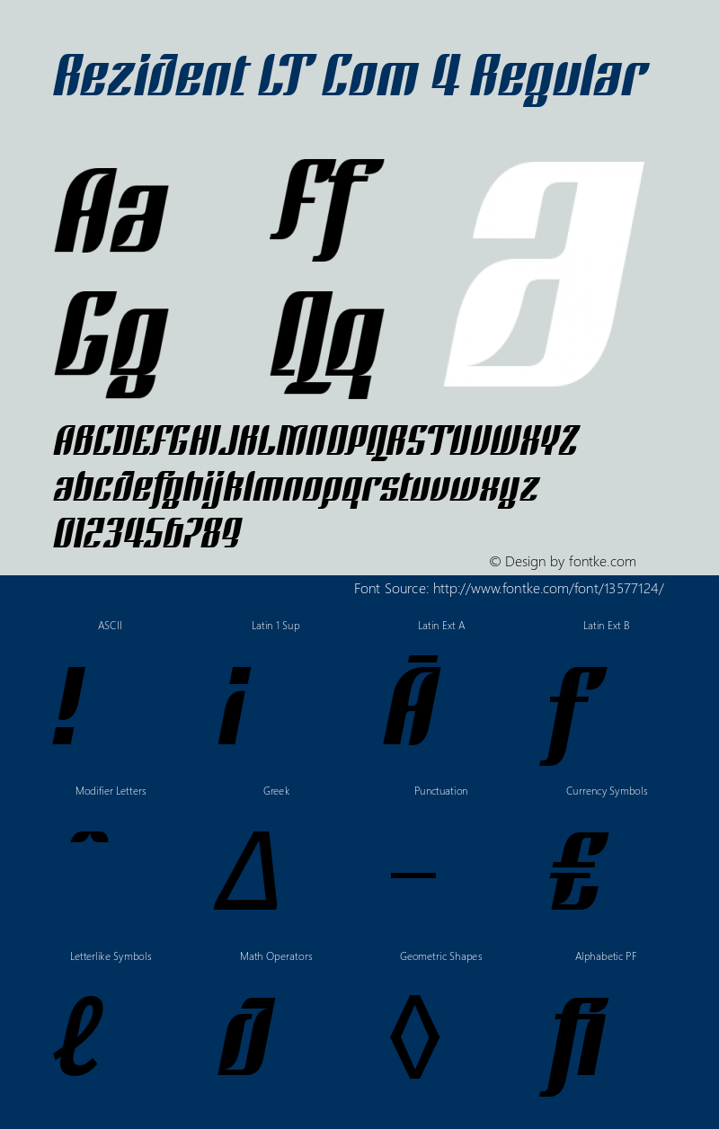 Rezident LT Com 4 Regular Version 1.01 Font Sample