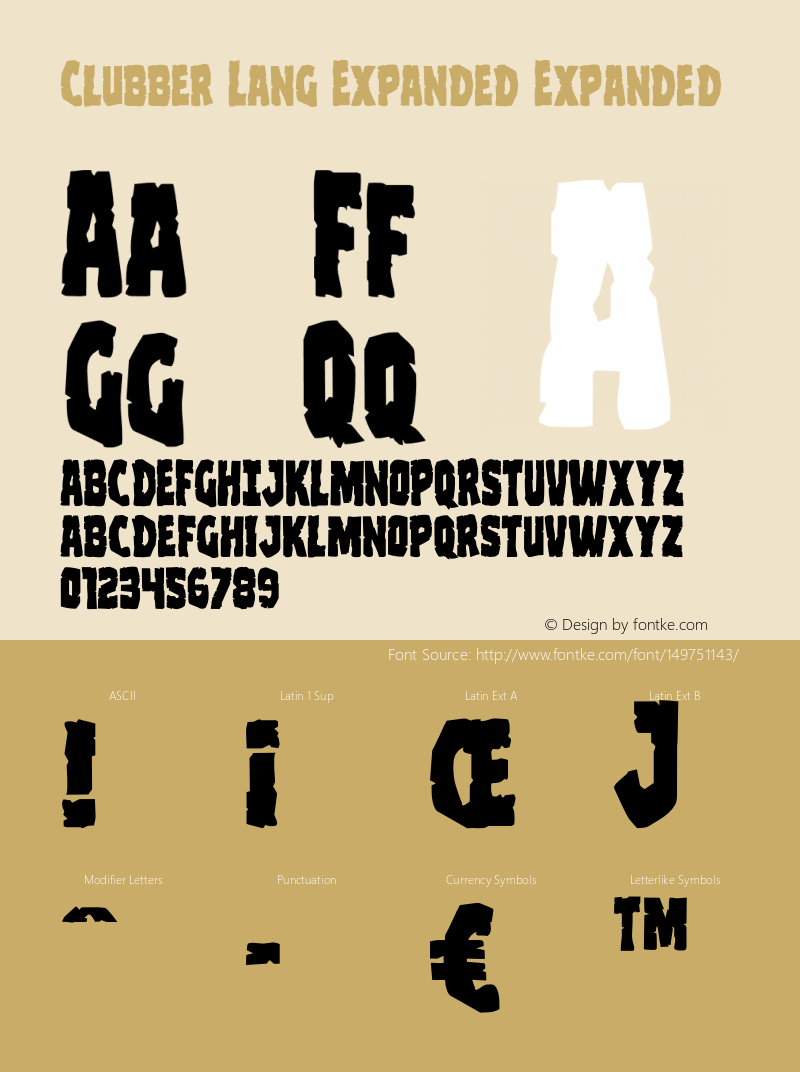 Clubber Lang Expanded Version 1.0; 2013 Font Sample