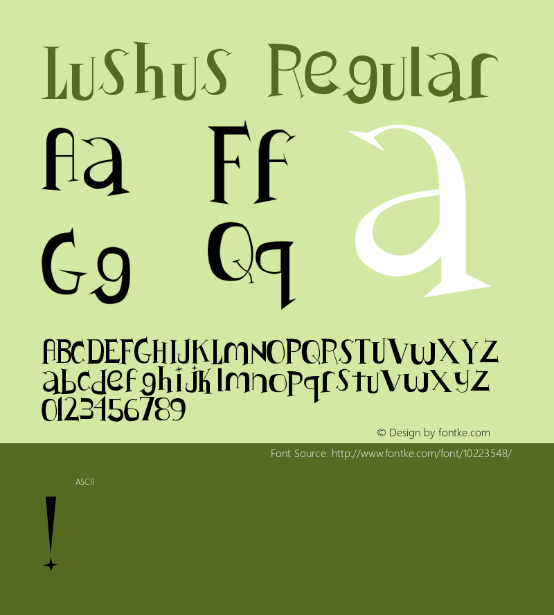 Lushus Regular Version 2.00 Font Sample