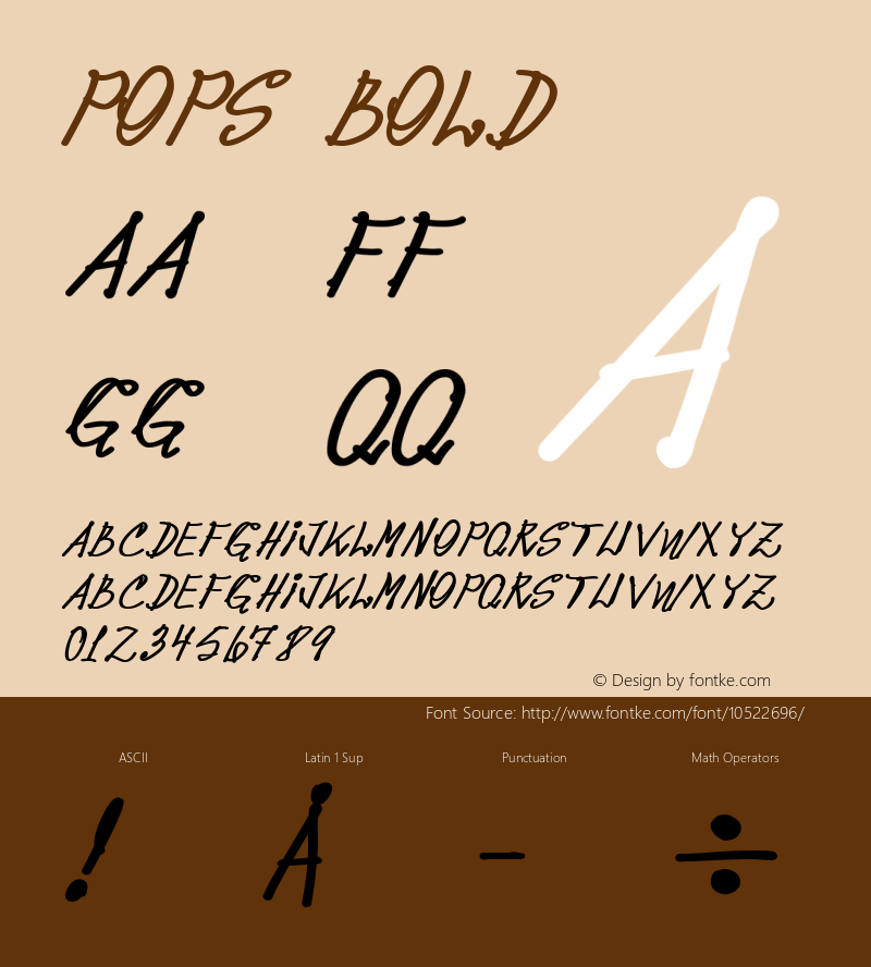 pops Bold Version 1.000 Font Sample