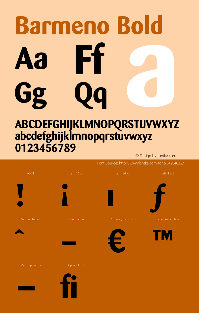 BarmenoReg Bold Version 1.005; hotconv 1.0.38 Font Sample