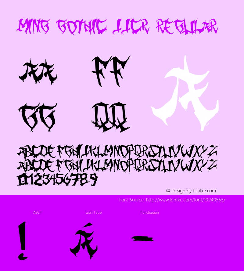 Ming Gothic JJCR Regular Version 1.00,© 2009 Juan Casco: metanorocker14@hotmail.com Font Sample