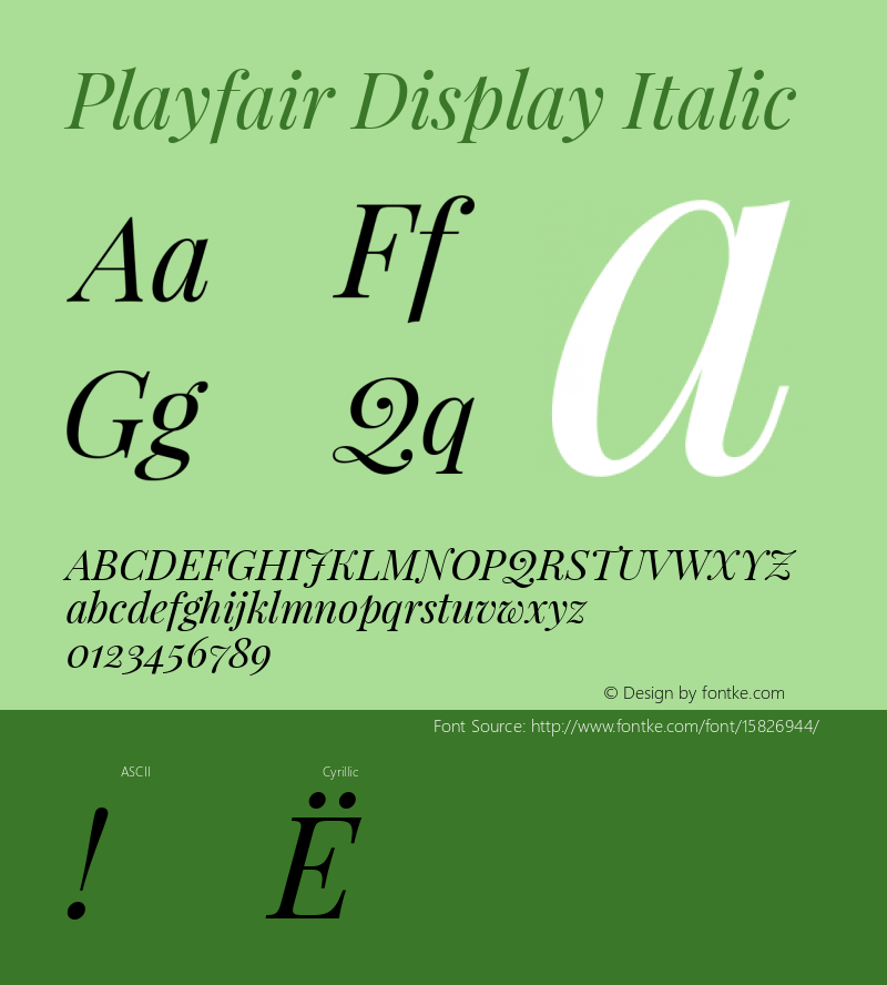 Playfair Display Italic Version 1.004;PS 001.004;hotconv 1.0.70;makeotf.lib2.5.58329; ttfautohint (v1.4.1) Font Sample