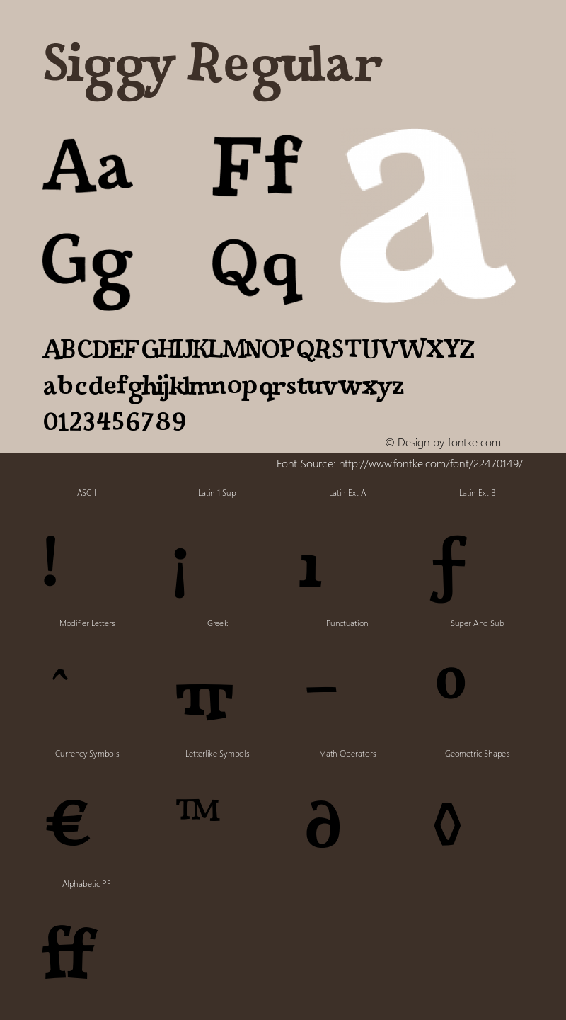 Siggy-Regular Version 001.001 Font Sample