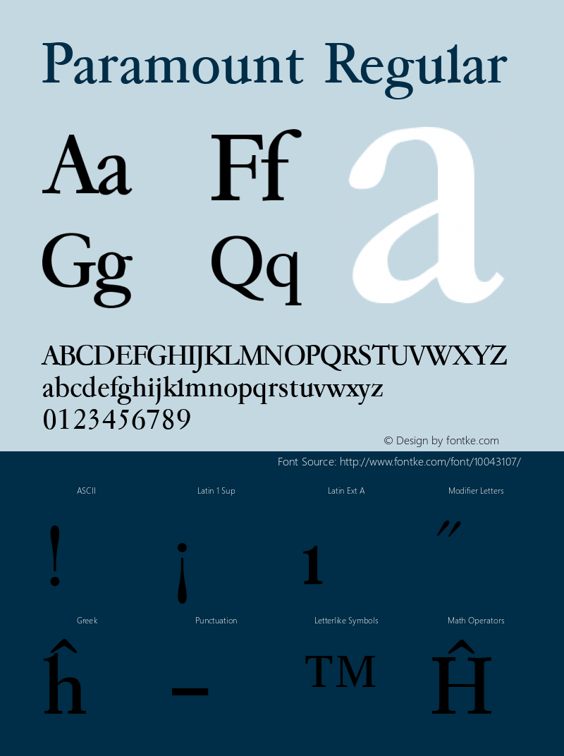 Paramount Regular Altsys Fontographer 3.5  5/27/92 Font Sample