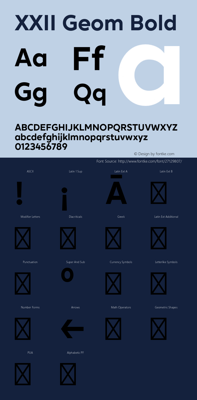 XXIIGeom-Bold Version 1.001;PS 001.001;hotconv 1.0.70;makeotf.lib2.5.58329 Font Sample