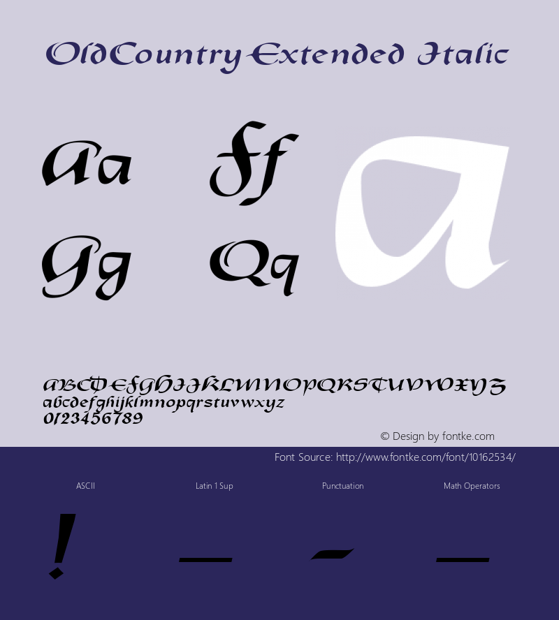 OldCountryExtended Italic Rev. 003.000 Font Sample