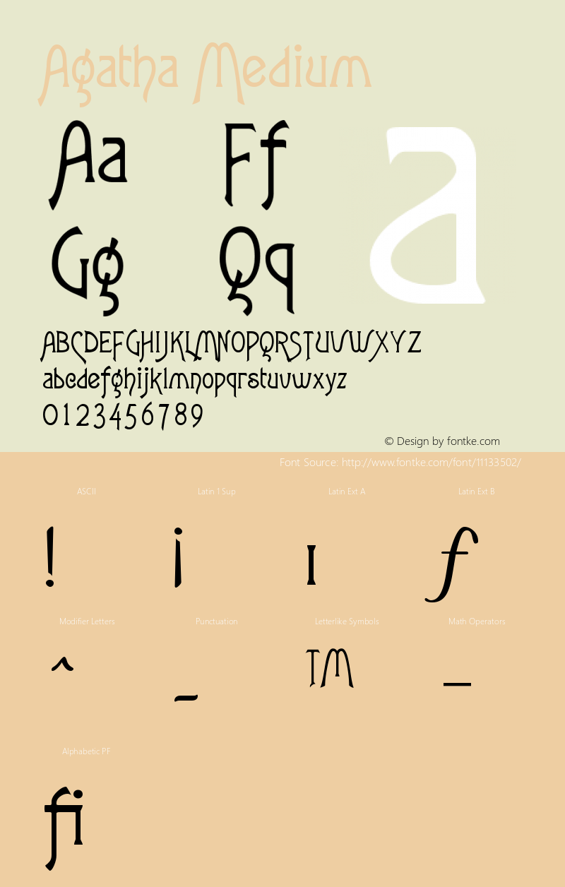 Agatha Medium Version 001.000 Font Sample