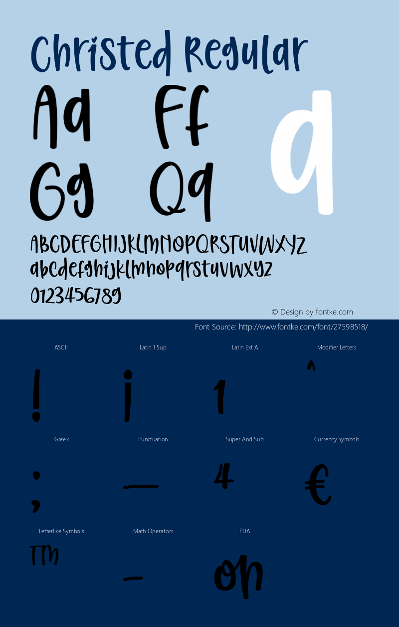 Christed Version 1.00;October 31, 2018 Font Sample