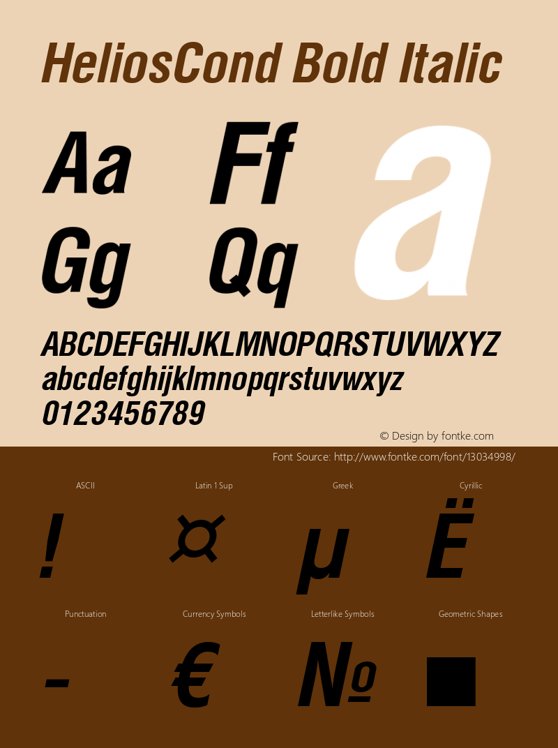 HeliosCond Bold Italic OTF 1.0;PS 004.001;Core 116;AOCW 1.0 161 Font Sample