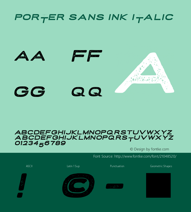 Porter Sans Ink Italic Version 1.000 Font Sample