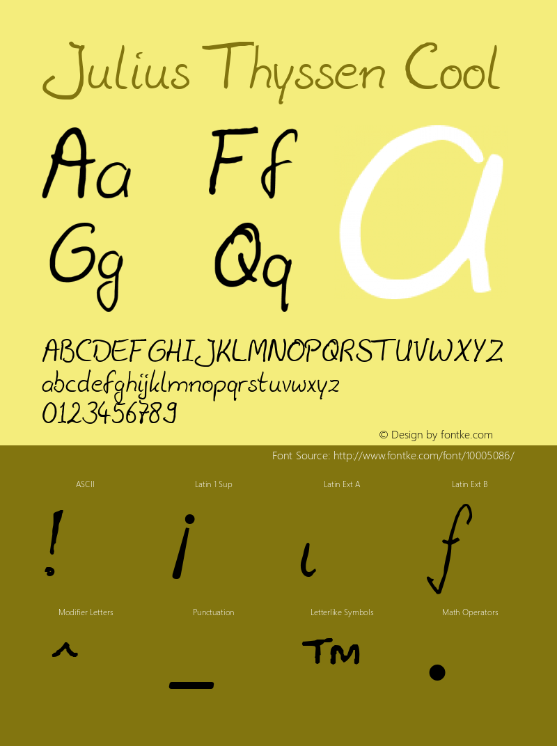 Julius Thyssen Cool September1-1998 release Font Sample