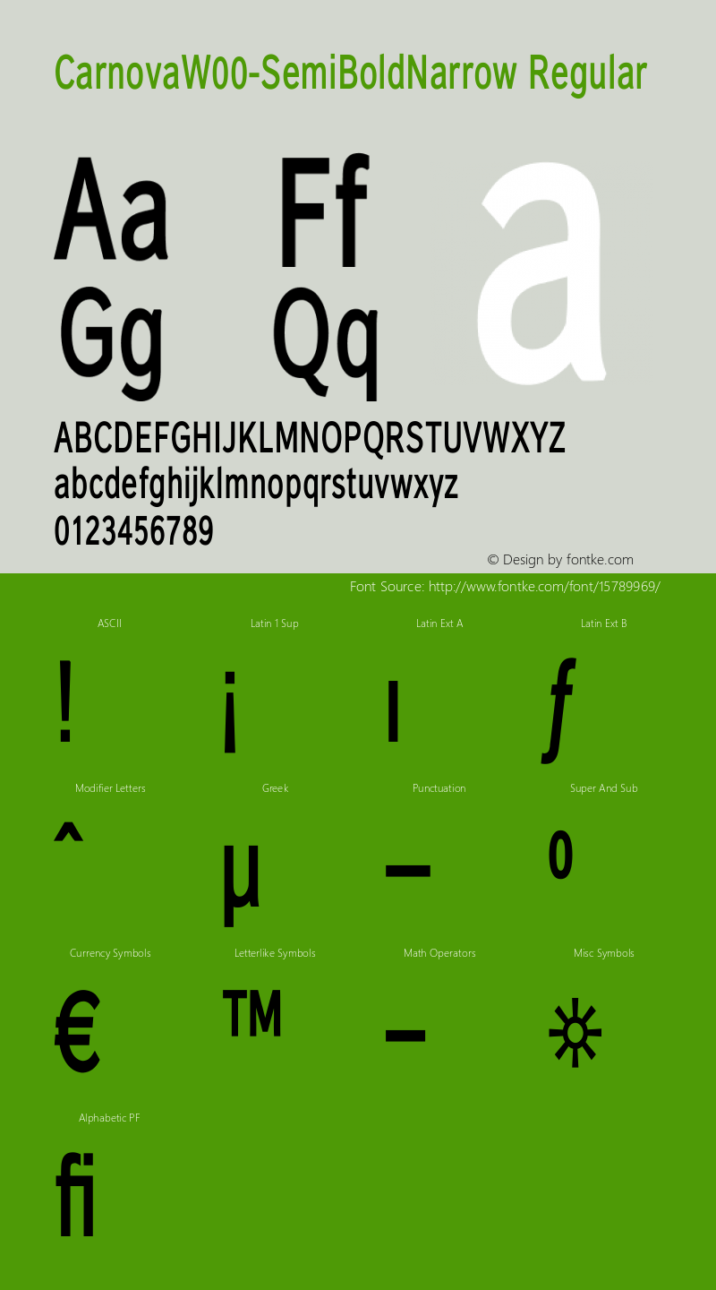 CarnovaW00-SemiBoldNarrow Regular Version 1.1 Font Sample