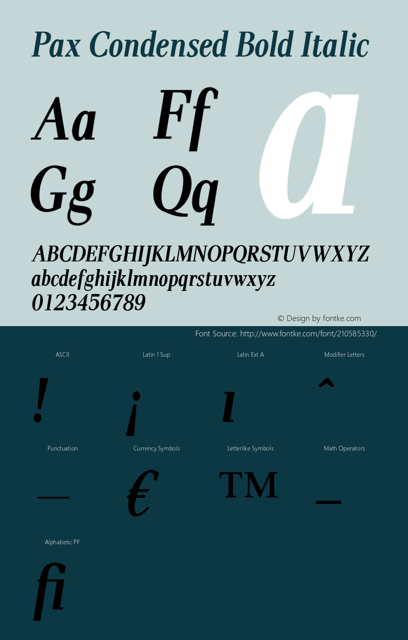 Pax Condensed Bold Italic Version 1.00图片样张