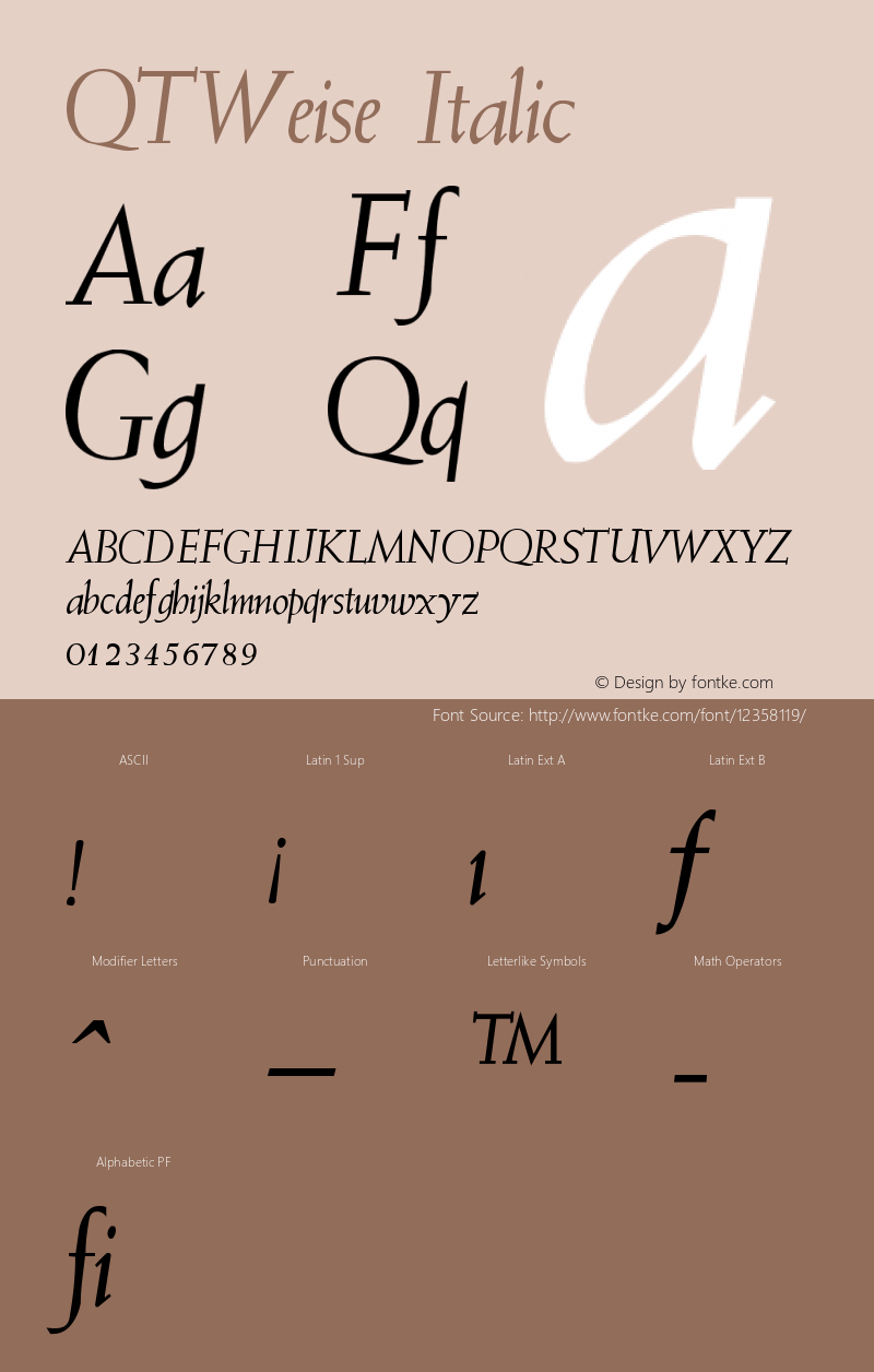 QTWeise Italic Version 001.000 Font Sample