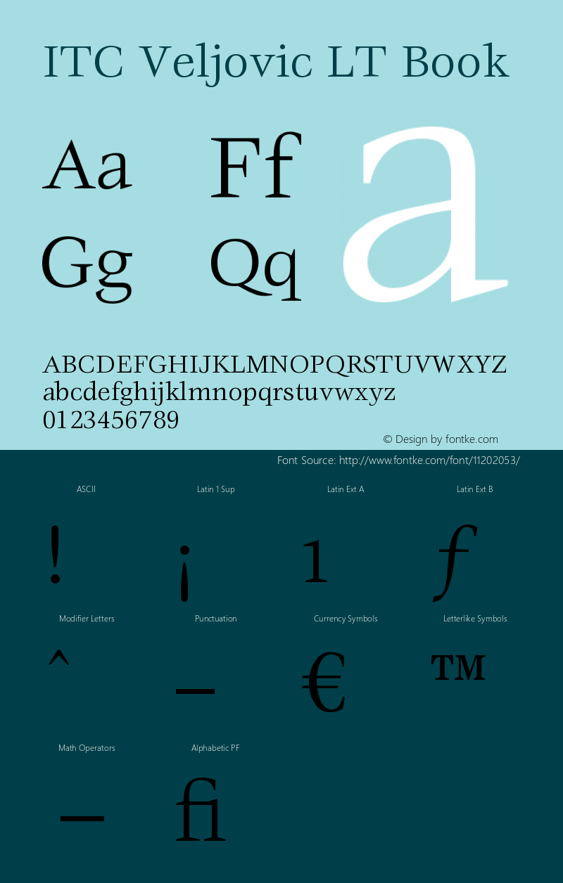 ITC Veljovic LT Book Version 006.000 Font Sample