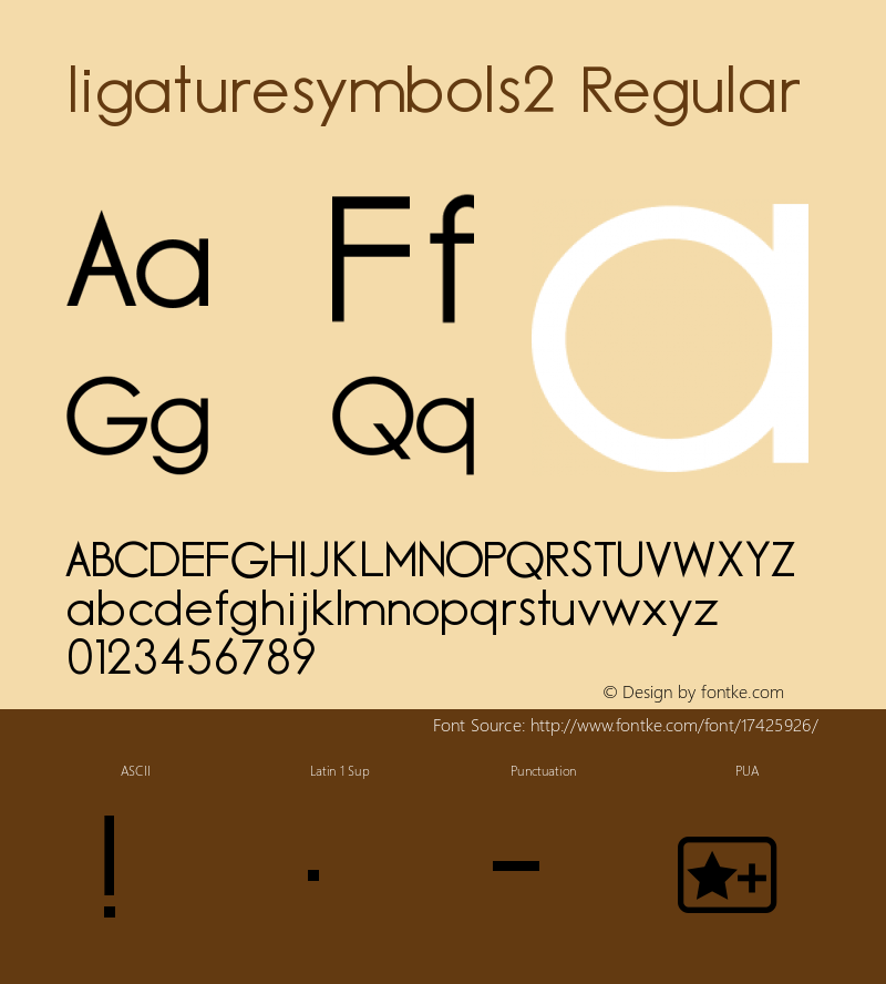 ligaturesymbols2 Regular Version 2.11 Font Sample