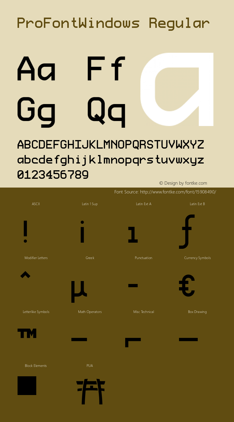 ProFontWindows Regular ProFontWindows 2.3 Font Sample