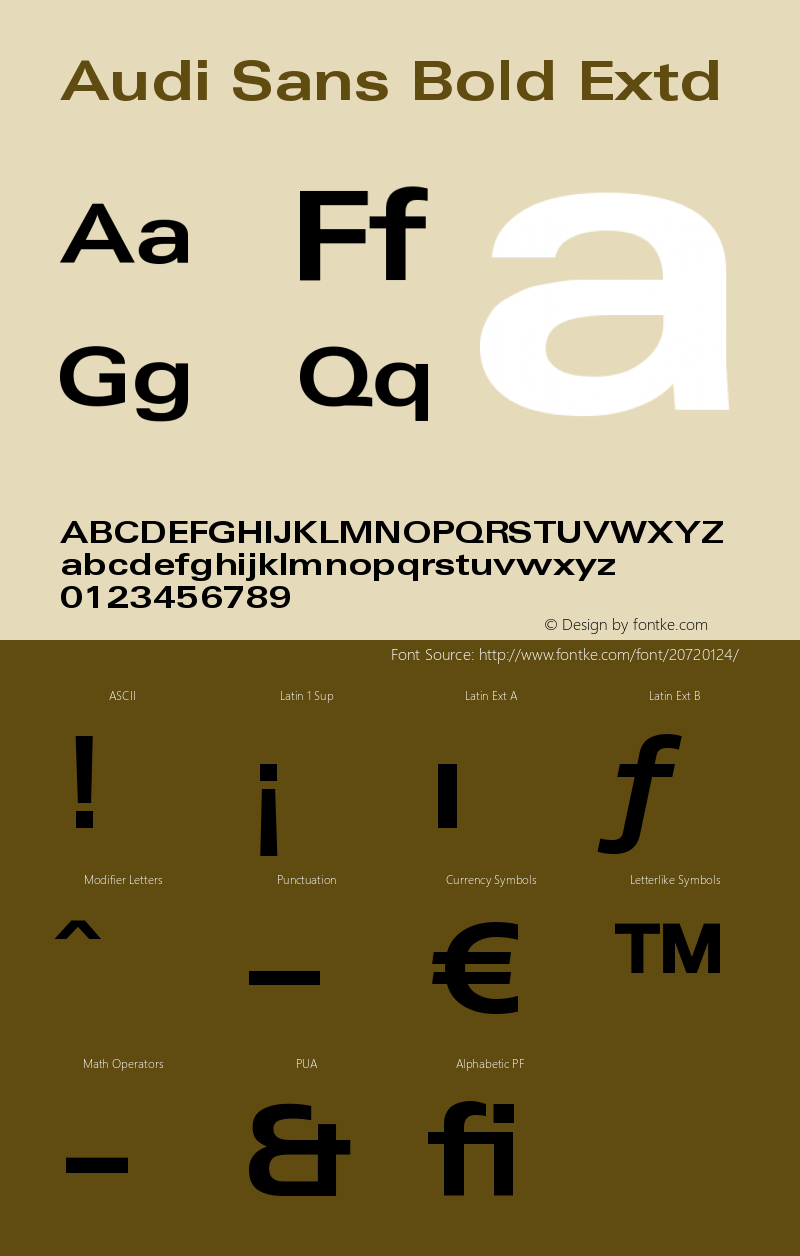 AudiSans-BoldExtd Version 001.002 Font Sample