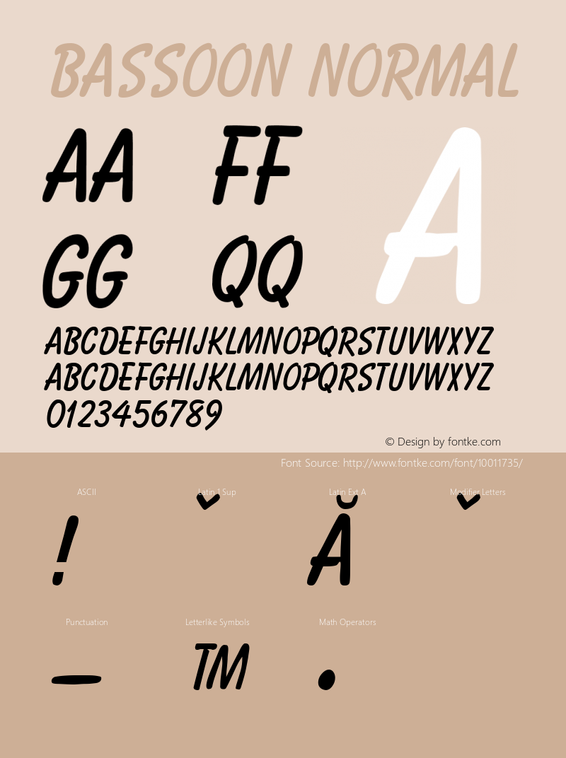 Bassoon Normal 1.0 Tue Nov 17 22:19:11 1992 Font Sample