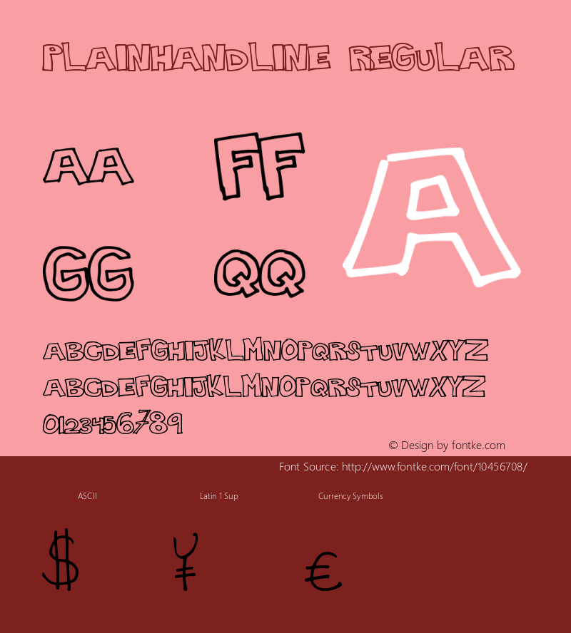 PlainHandline Regular Version 1.00 November 22, 2012, initial release Font Sample