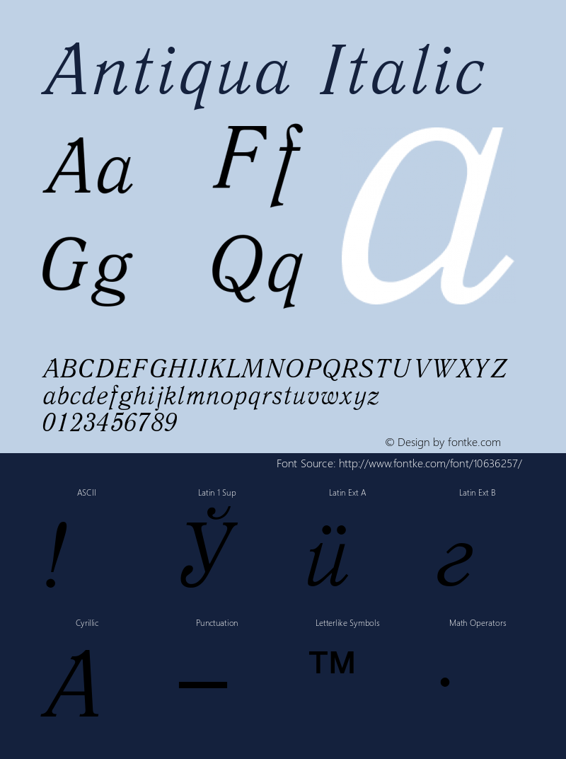 Antiqua Italic Converted from t:\ANT46___.TF1 by ALLTYPE Font Sample