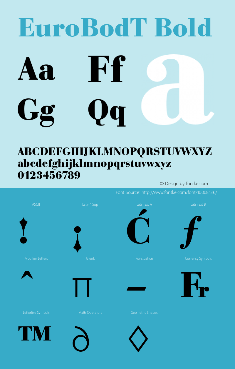 EuroBodT Bold Version 001.005 Font Sample