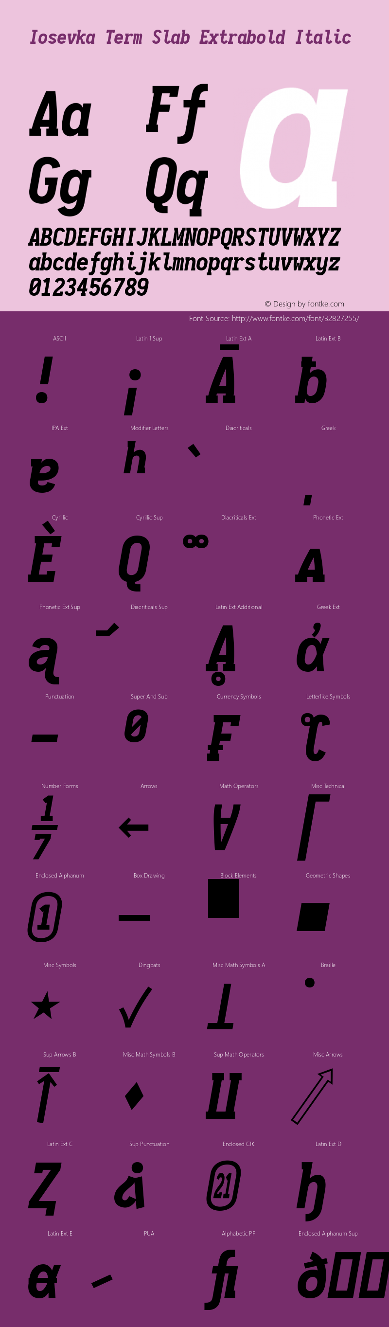 Iosevka Term Slab Extrabold Italic 2.2.1 Font Sample