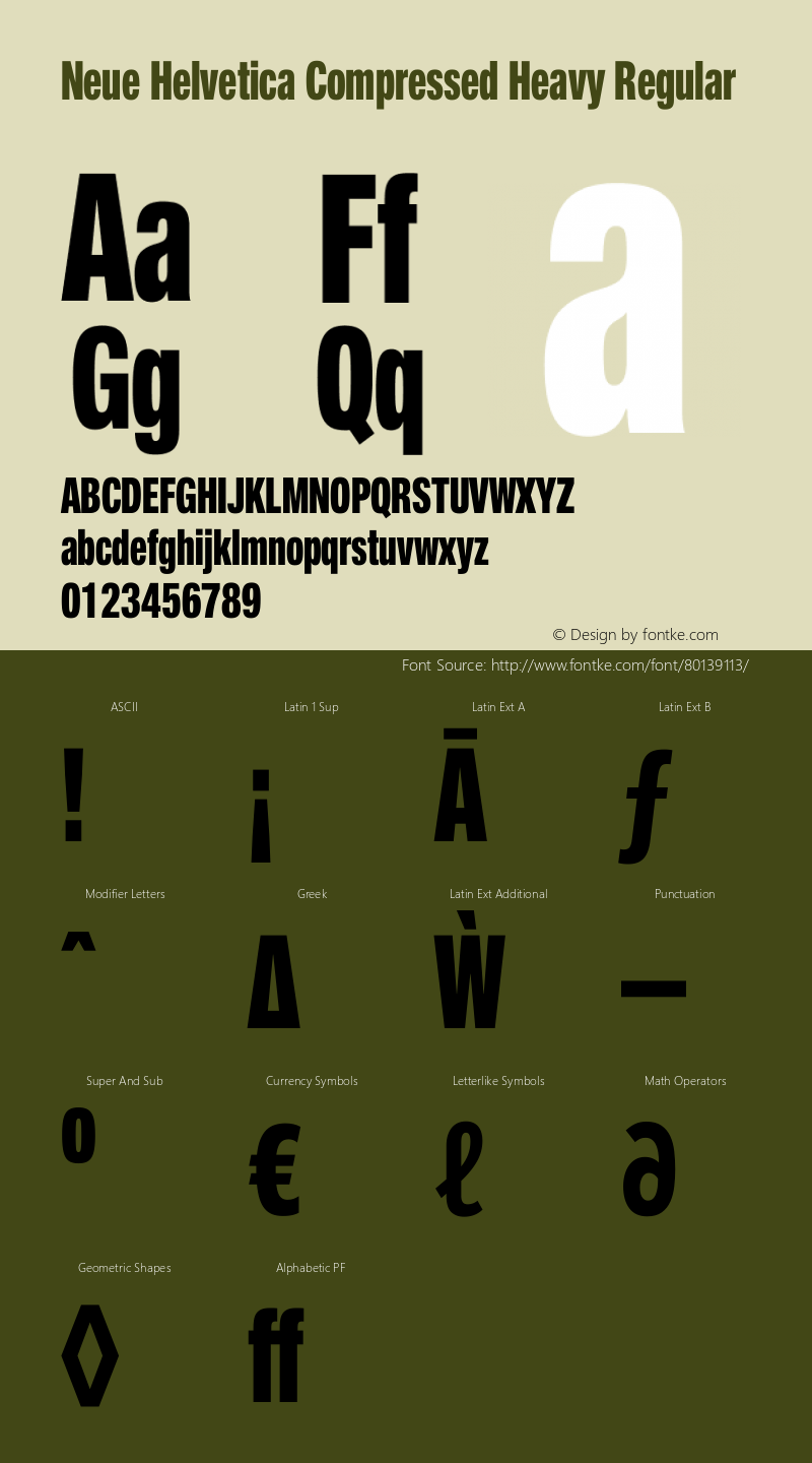 Neue Helvetica 89 Compressed Heavy 001.000 Font Sample