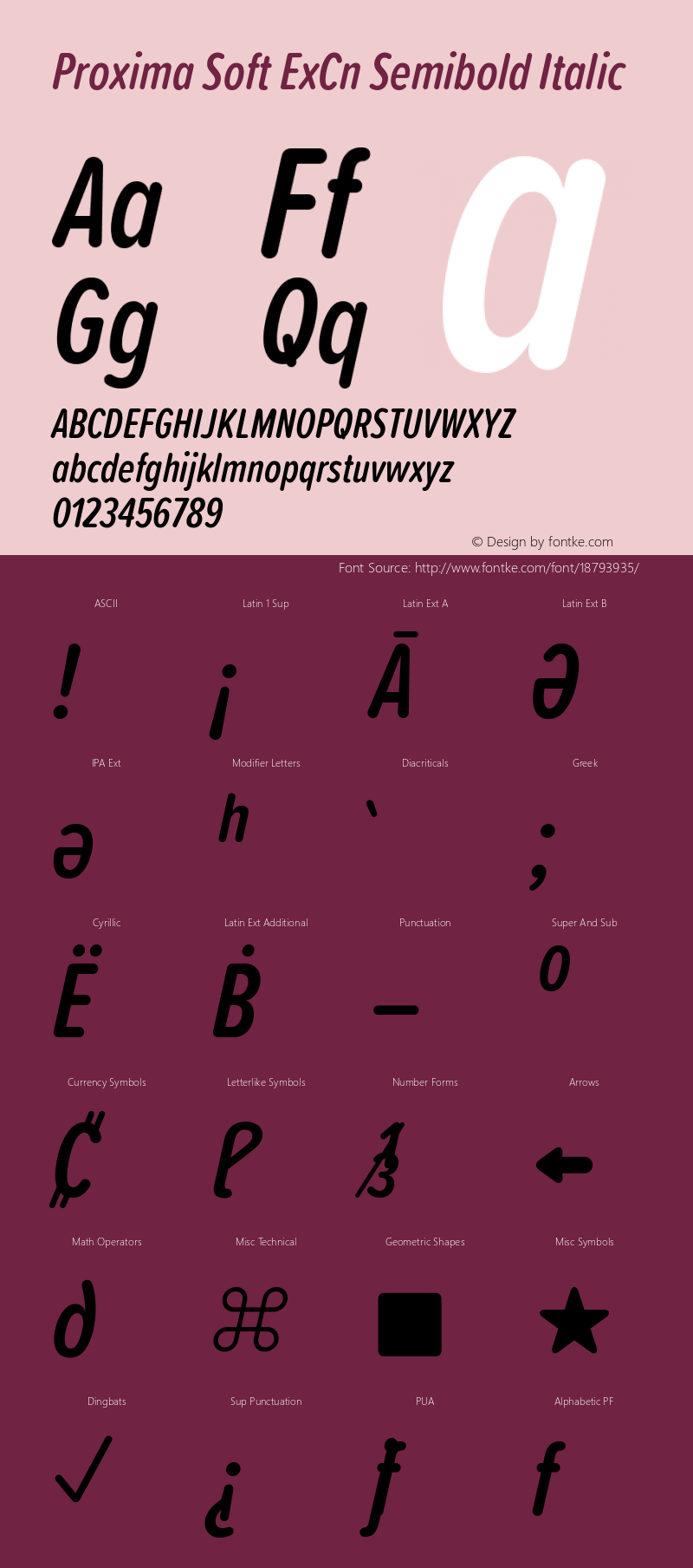 Proxima Soft ExCn Semibold Italic Version 1.001 Font Sample