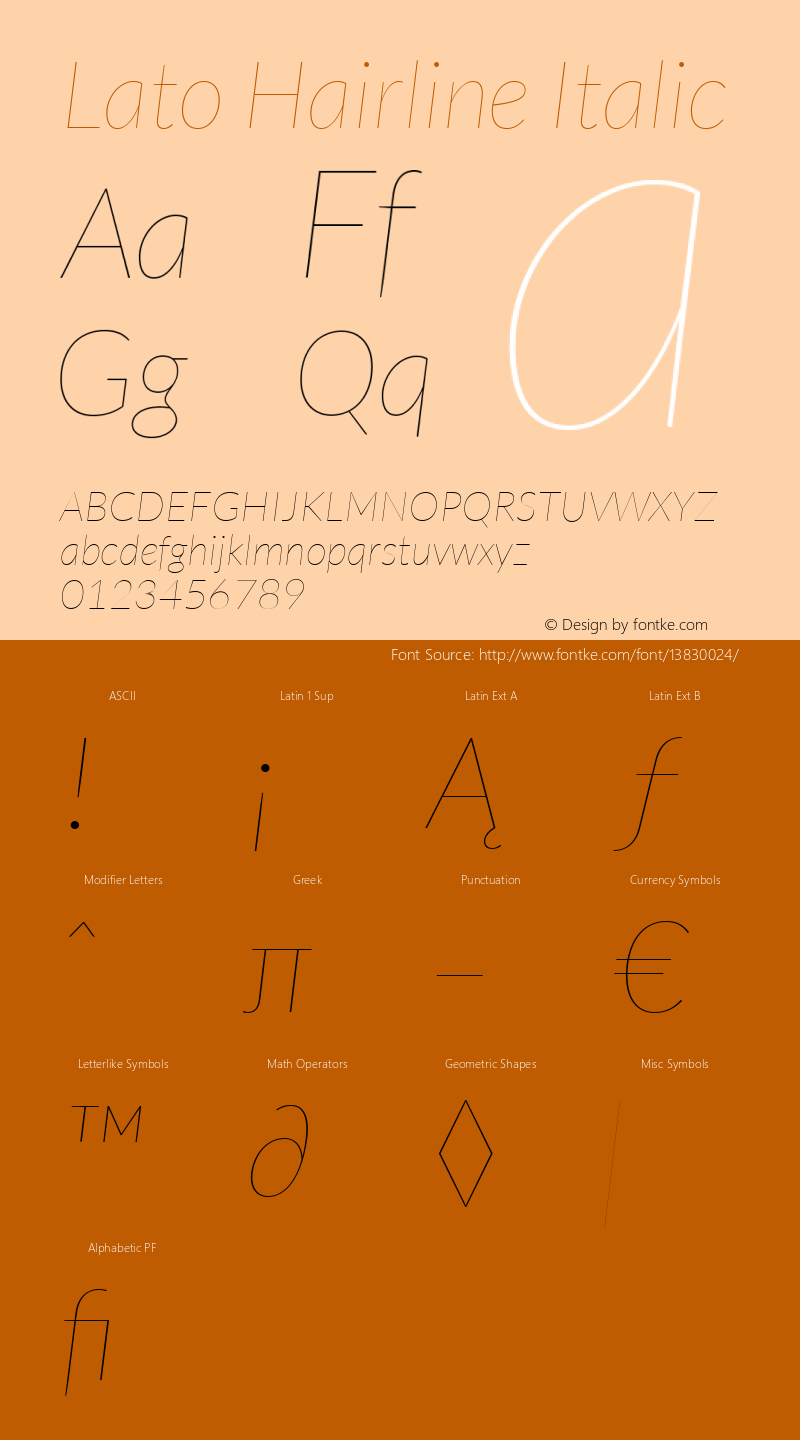 Lato Hairline Italic Version 1.103; Western+Polish opensource Font Sample