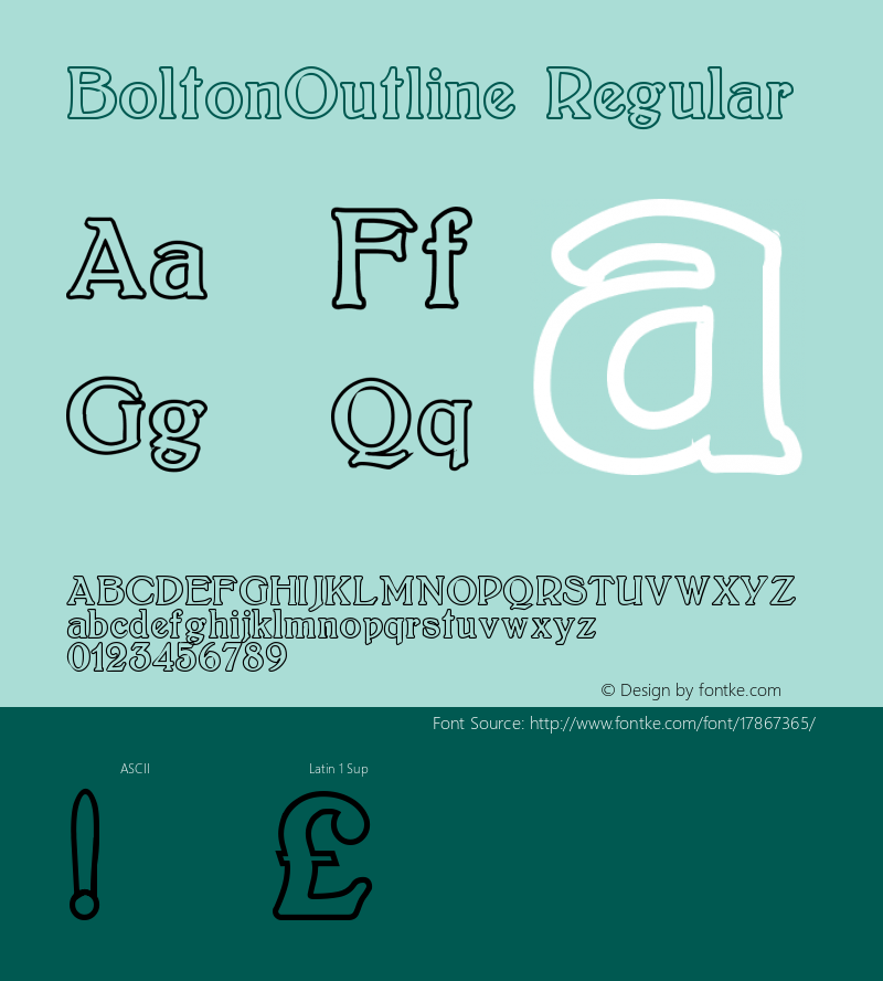 BoltonOutline Regular Version 1.00 Font Sample