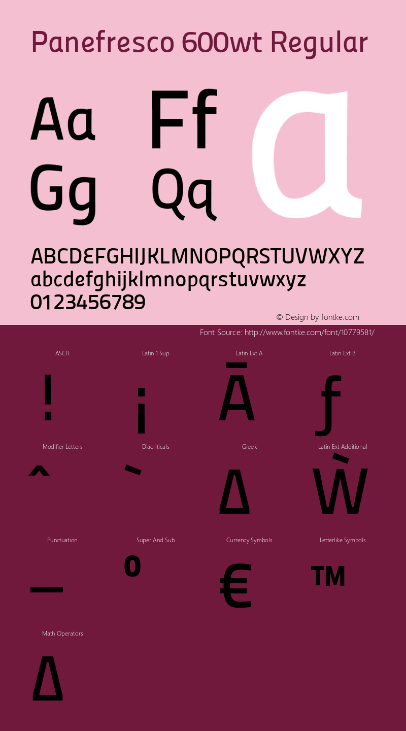 Panefresco 600wt Regular Version 1.000 Font Sample