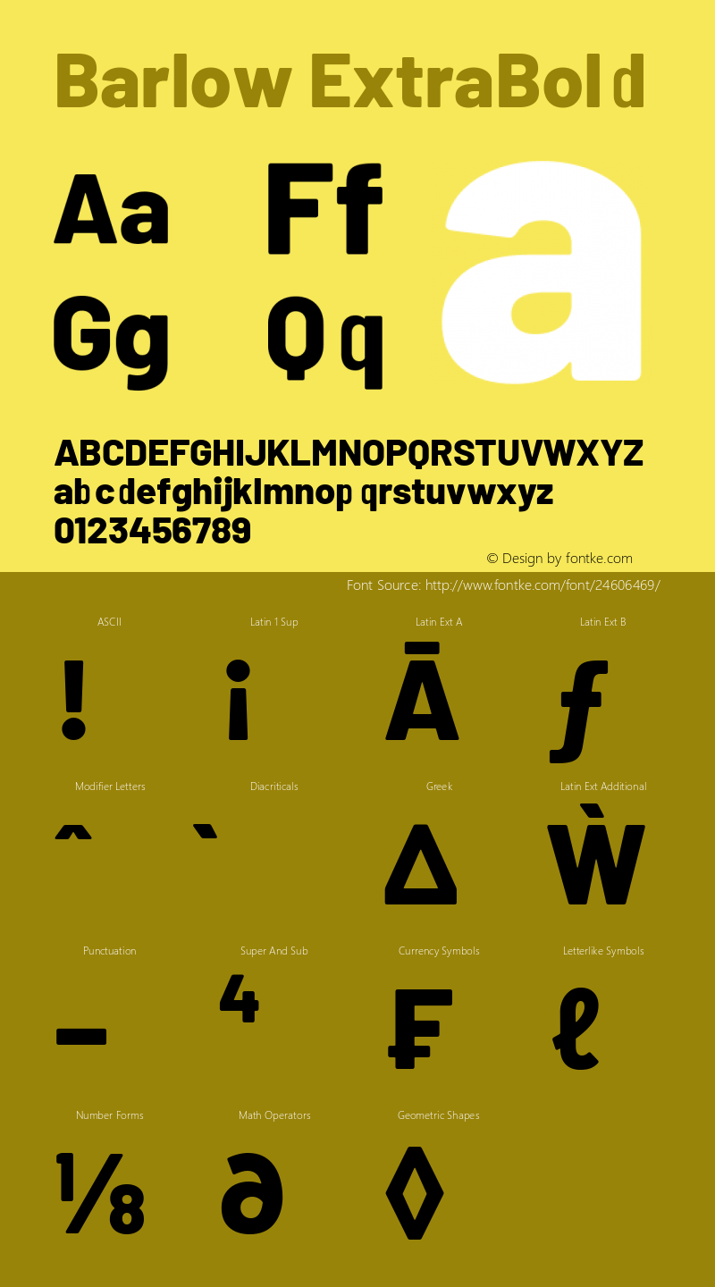 Barlow ExtraBold Version 1.106 Font Sample