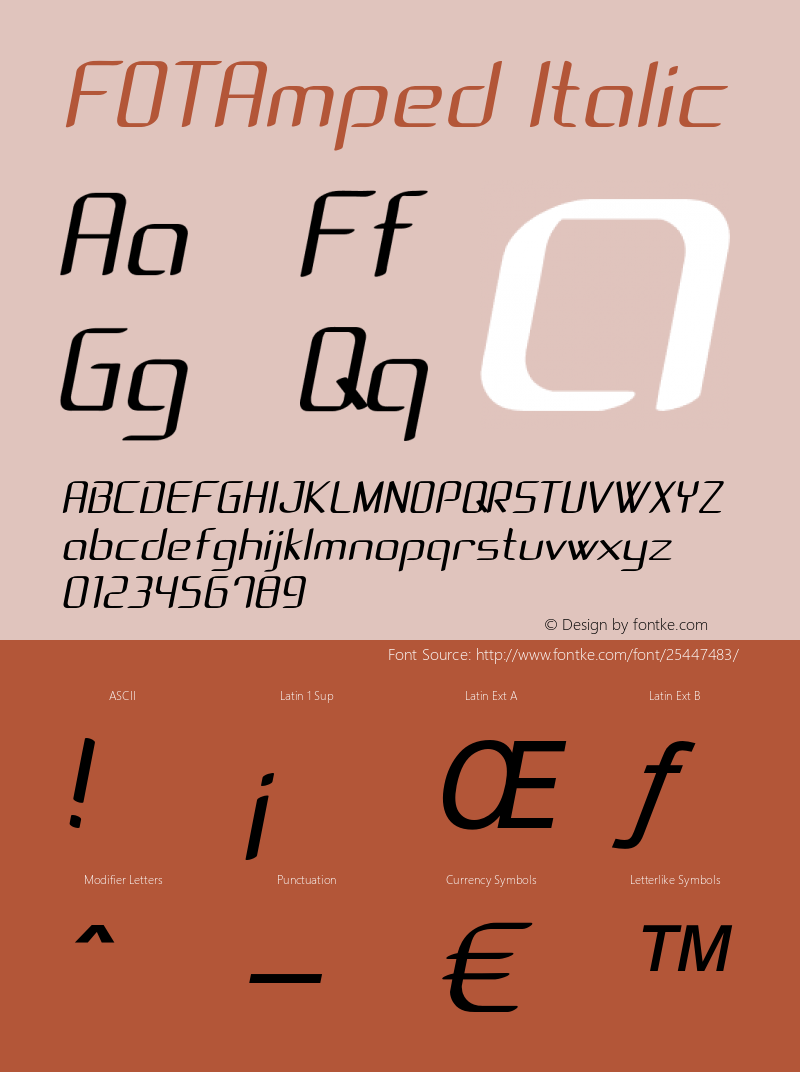 FOTAmped-Italic Version 1.000 Font Sample