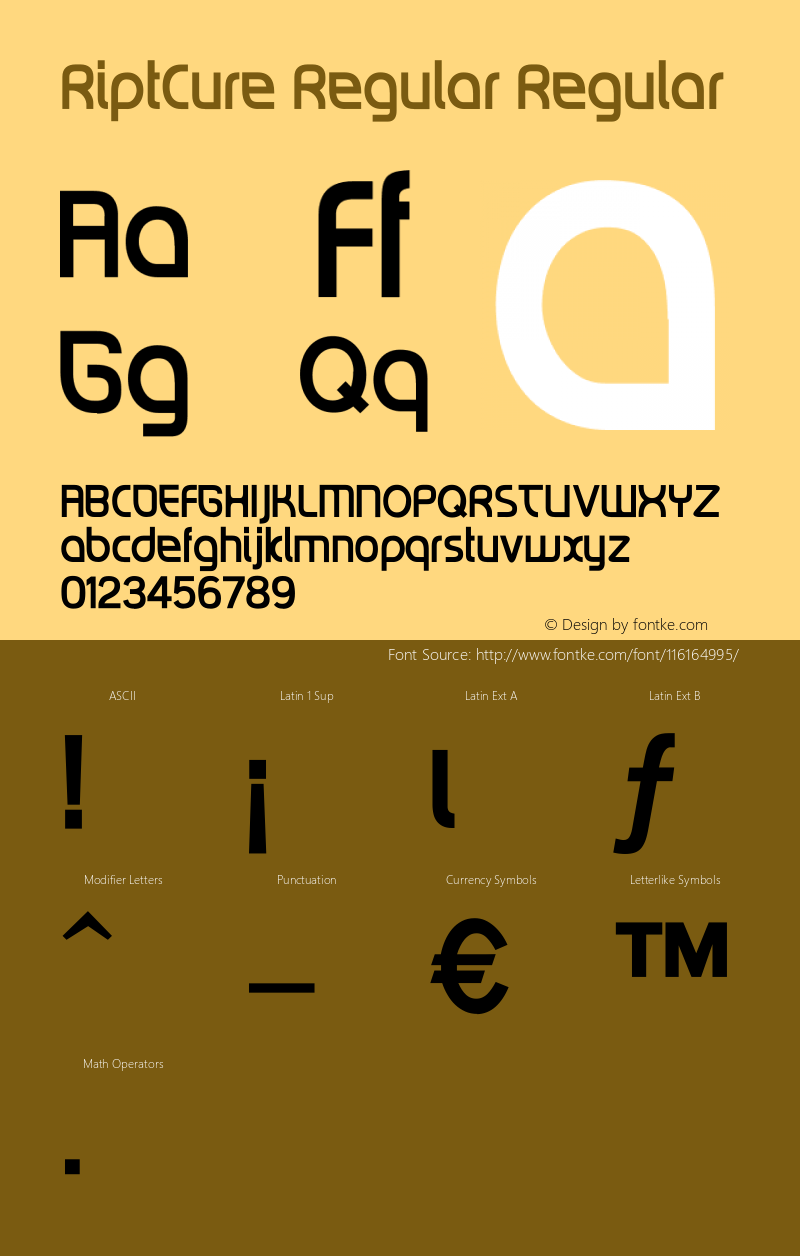 RiptCure W00 Regular Version 1.00 Font Sample