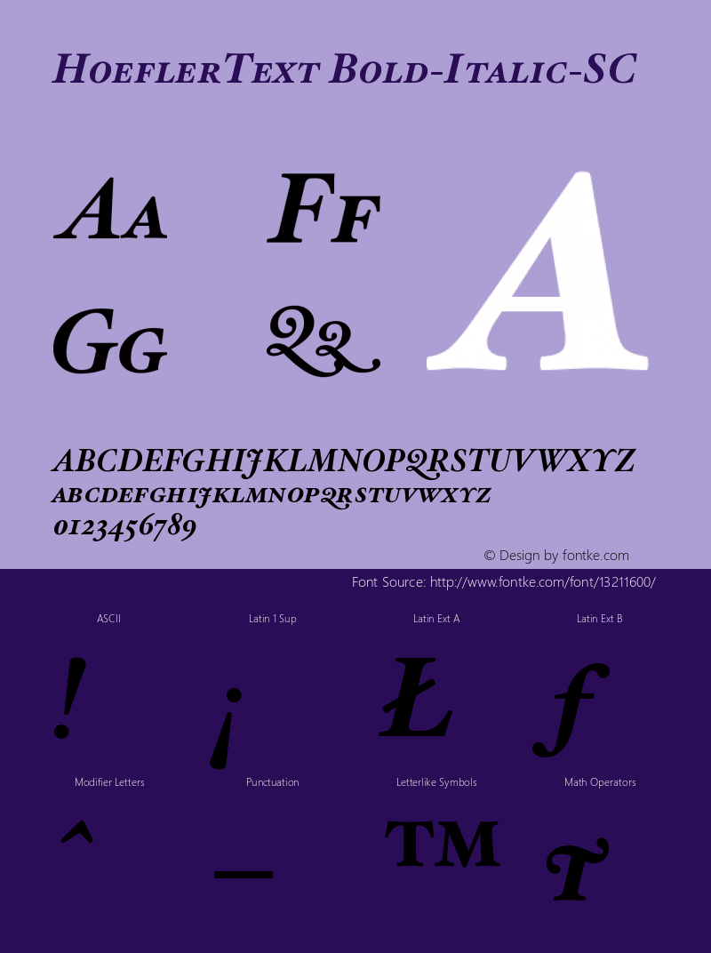 HoeflerText Bold-Italic-SC Version 001.000 Font Sample