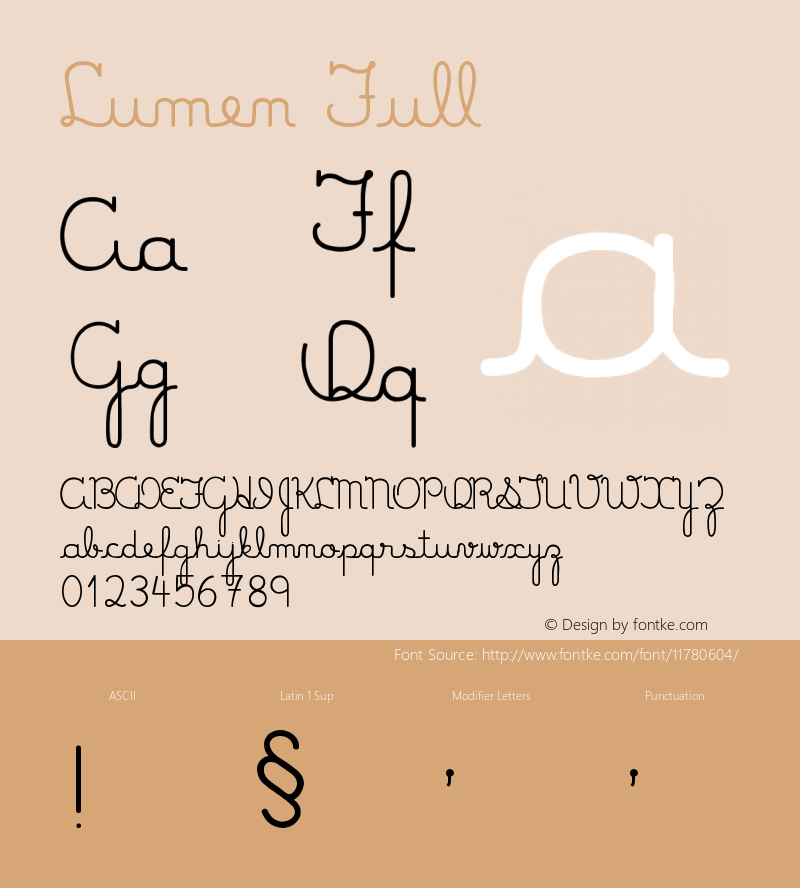 Lumen Full Version 0.000 Font Sample