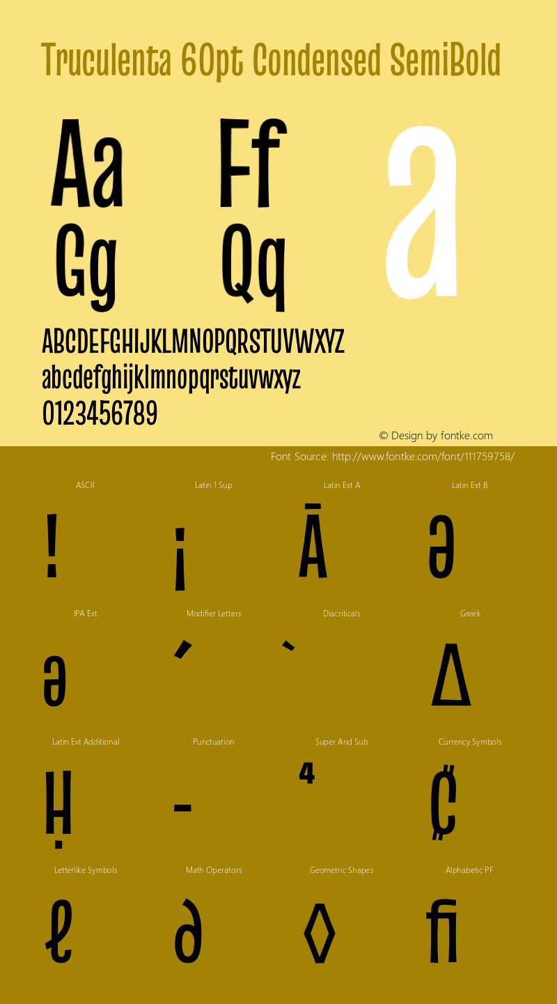 Truculenta 60pt Condensed SemiBold Version 1.002 Font Sample