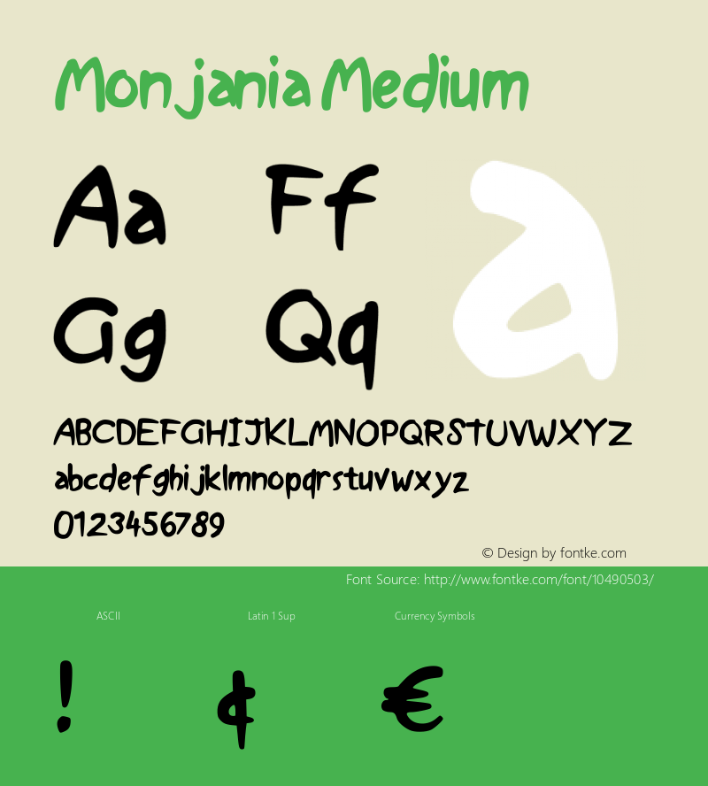 Monjania Medium Version 001.000 Font Sample