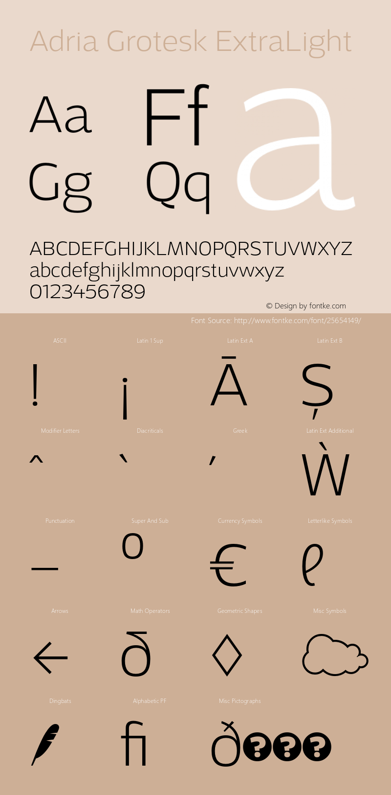 AdriaGrotesk-ExtraLight Version 1.001 Font Sample