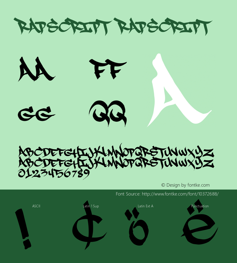 RapScript RapScript Unknown Font Sample