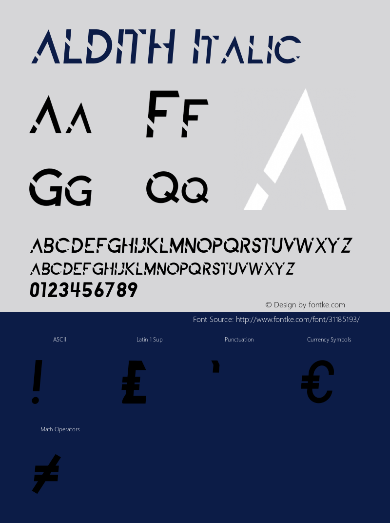 ALDITH Italic Version 1.002;Fontself Maker 3.1.2 Font Sample