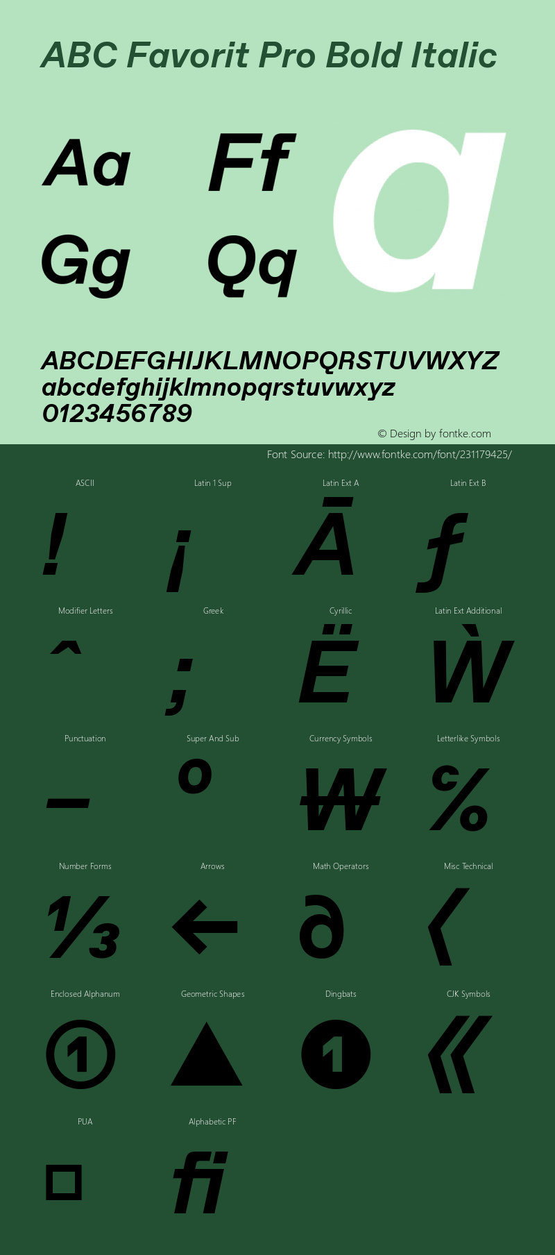 ABC Favorit Pro Bold Italic Version 2.100图片样张