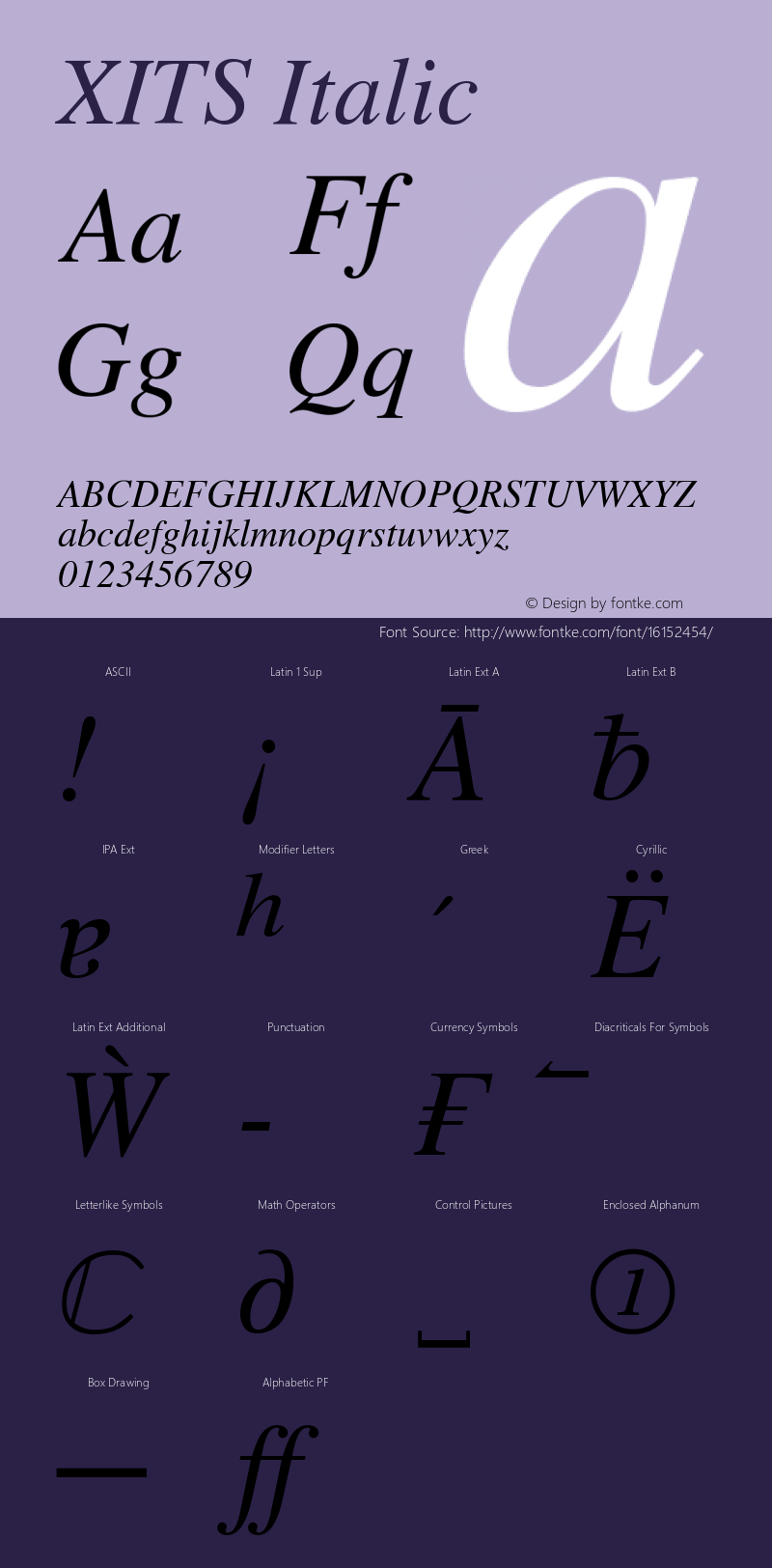 XITS Italic Version 1.108 Font Sample